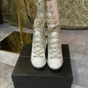 Cape Robbin Silver and White Lace-Up Women's Boots